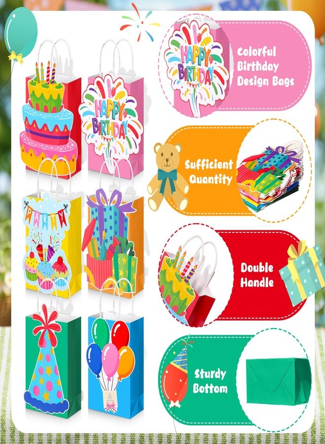 MotiMind 24 Pcs Birthday Gift Bags with Handles Paper Treat Goodie Party Bags Happy Birthday Decorations Party Supplies for Kids Adult - Image 4